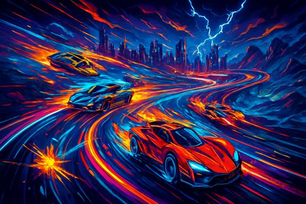 Neon Circuit Showdown - Jabali AI Poster