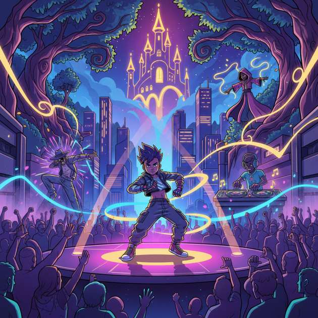 Neon Dance Rush - Jabali AI Poster