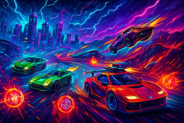 Neon Fury Racers - Jabali AI Poster