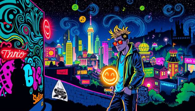 Neon Sticker Rush - Jabali AI Poster