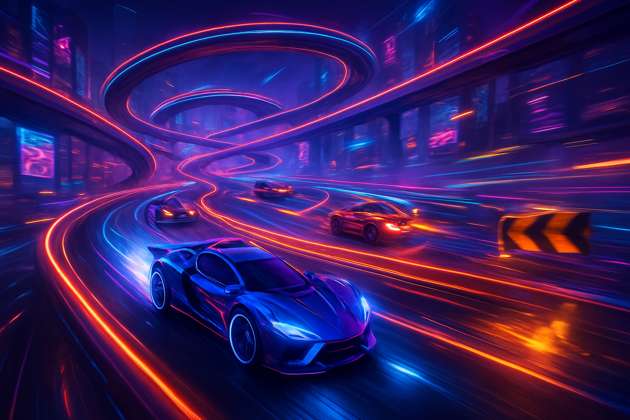 Neon Highway Rivals - Jabali AI Poster