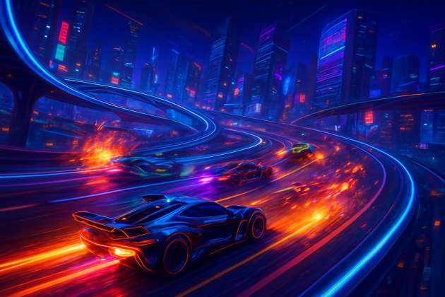 Neon Highway Rivals - Jabali AI Poster