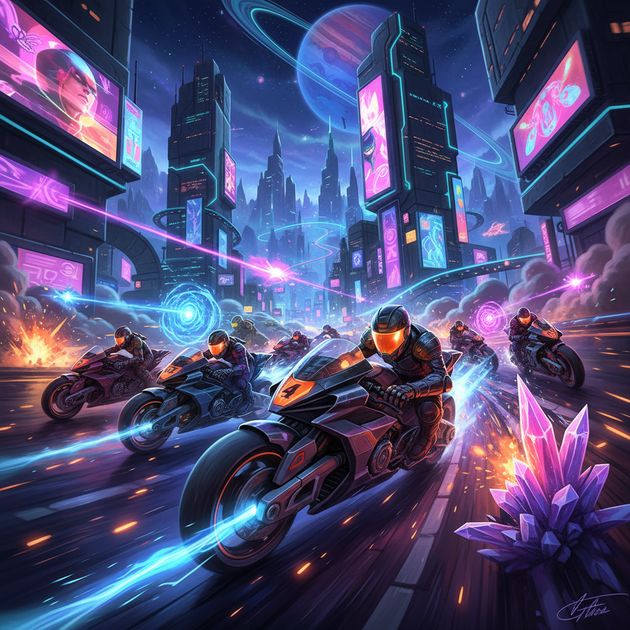 Neon Velocity: Combat Cycles - Jabali AI Poster
