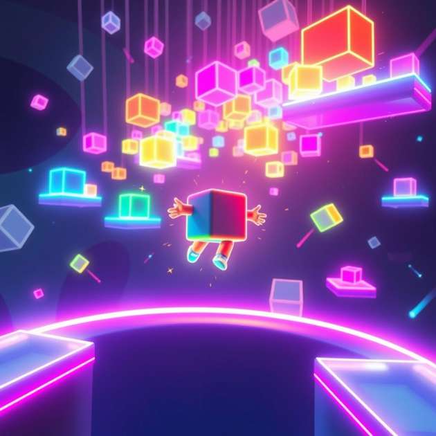Neon Cube Rush - Jabali AI Poster