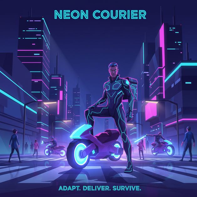 Neon Courier Rush - Jabali AI Poster