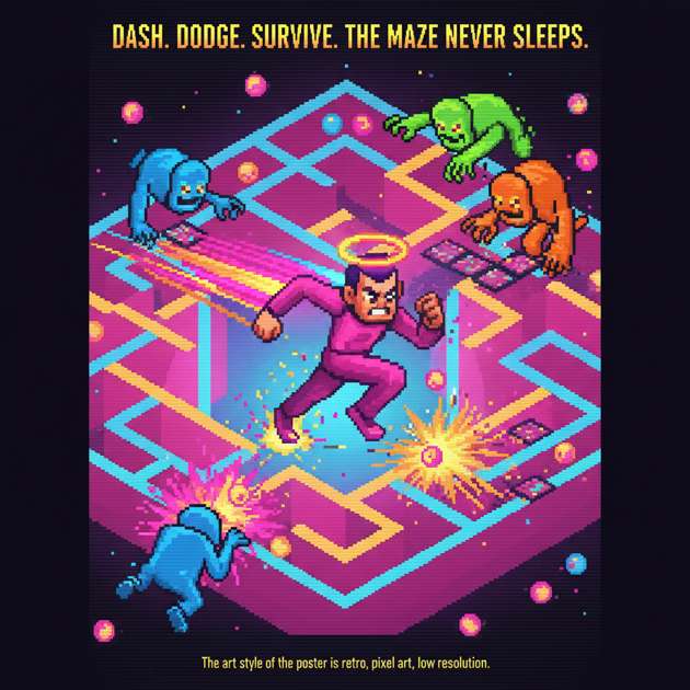 Neon Maze Frenzy - Jabali AI Poster