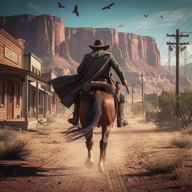 Cowboy Sunset Ride - Jabali AI Poster