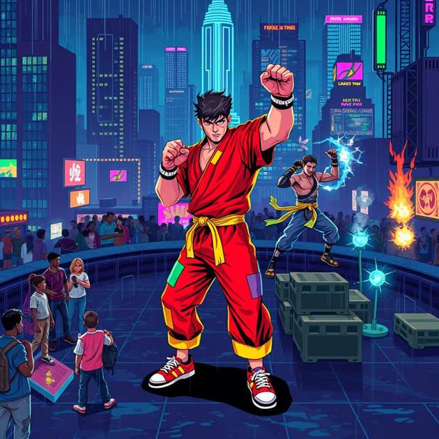 Neon Brawl: Pixel Uprising - Jabali AI Poster