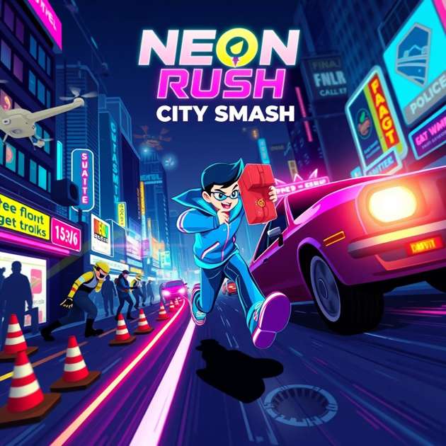 Neon Rush: City Smash - Jabali AI Poster