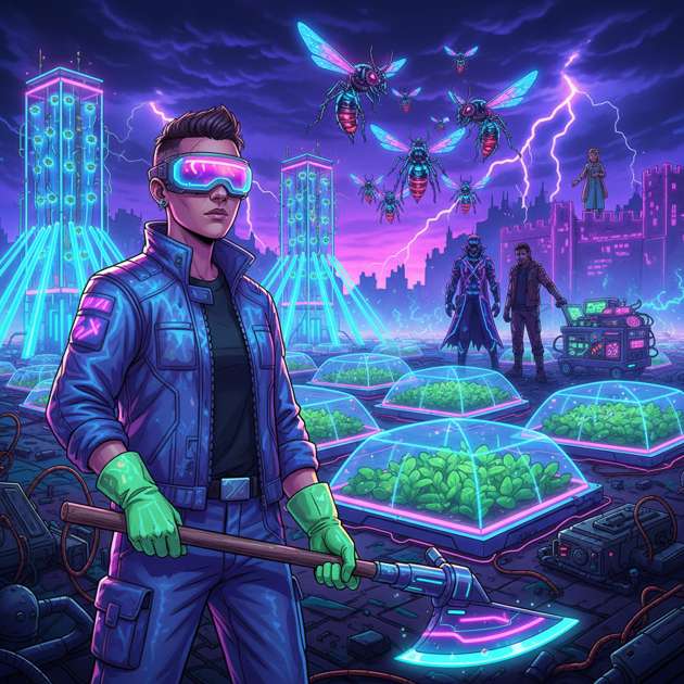 Neon Hive Defenders - Jabali AI Poster