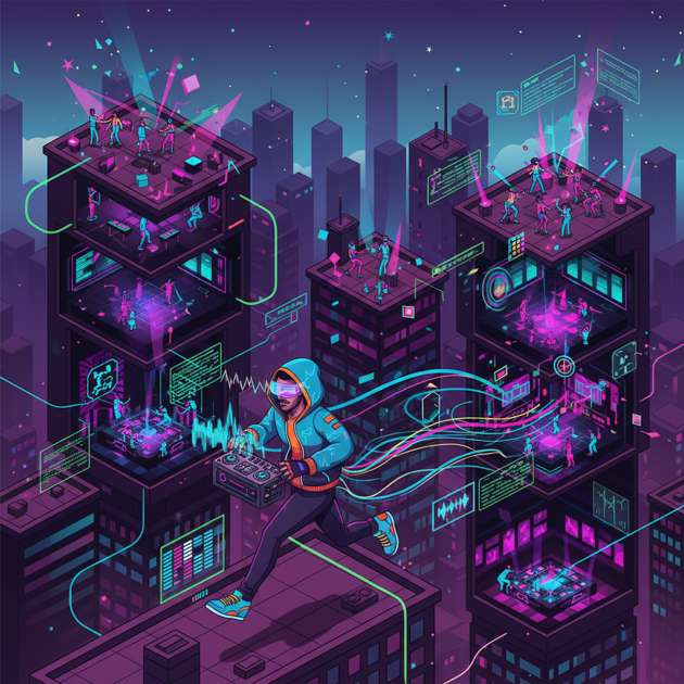 Neon Beat Skyline - Jabali AI Poster