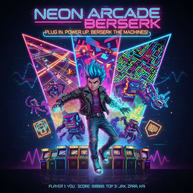Neon Arcade Berserk - Jabali AI Poster