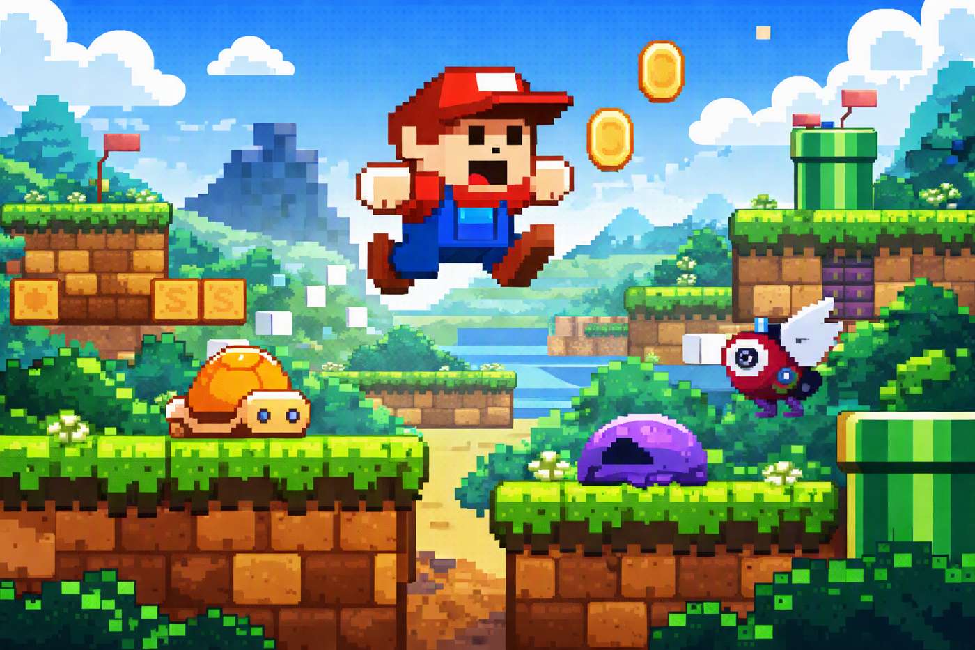 Pixel Aventura Bros game artwork