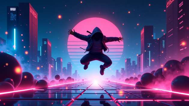 Neon Beat Rush - Jabali AI Poster
