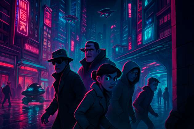 Neon Mega-City Skyline - Jabali AI Poster