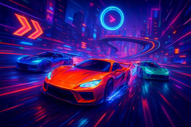 Neon Skyline Rush - Jabali AI Poster