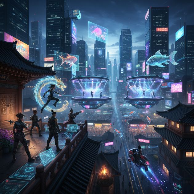 Neon Seoul Reverie - Jabali AI Poster