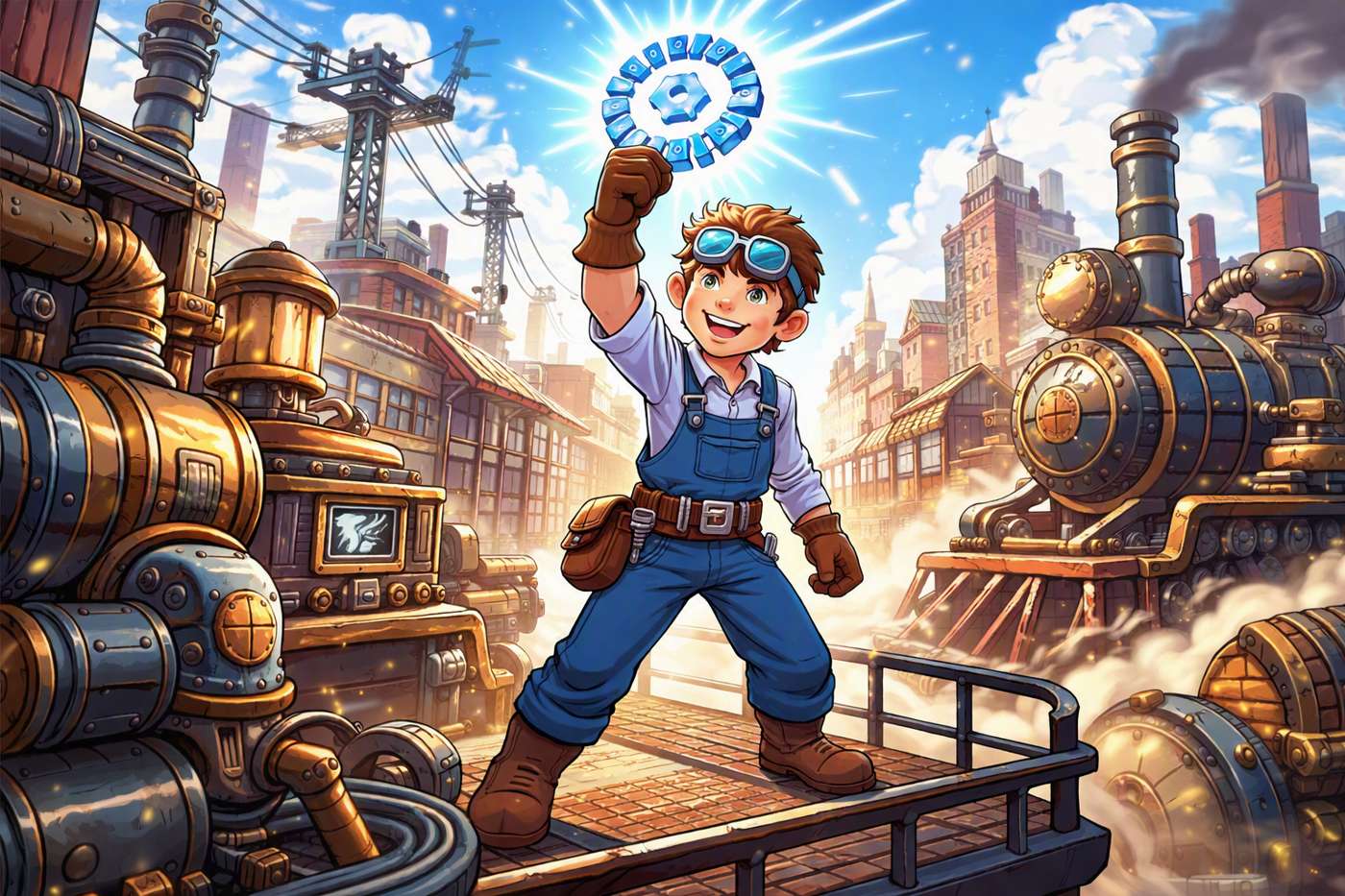 Fábricas e Faíscas game artwork