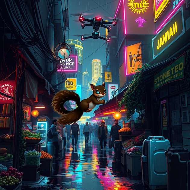 Neon Nut Run - Jabali AI Poster