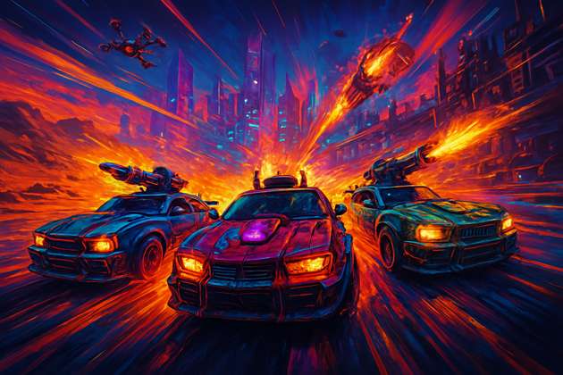 Neon Havoc Racers - Jabali AI Poster