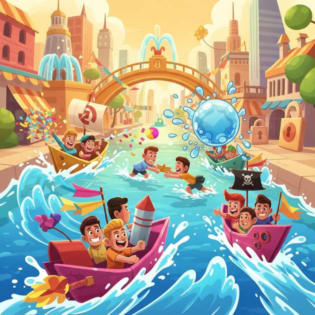 Canal Clash: Paper Boat Racers - Jabali AI Poster