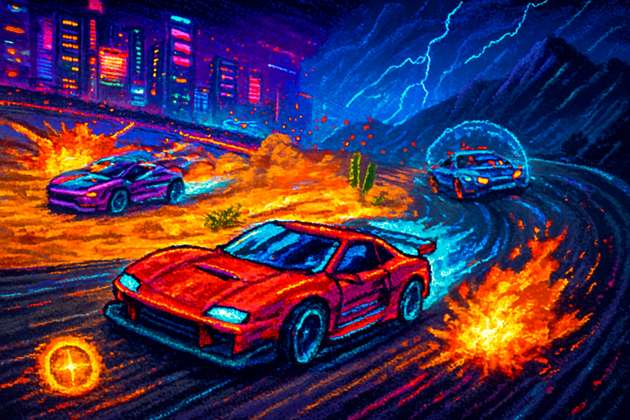 Neon Rush: Turbo Rivals - Jabali AI Poster