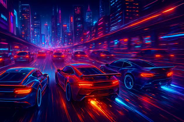 Neon City Rush - Jabali AI Poster