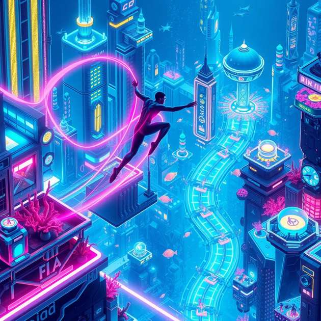 Neon Current Groove - Jabali AI Poster