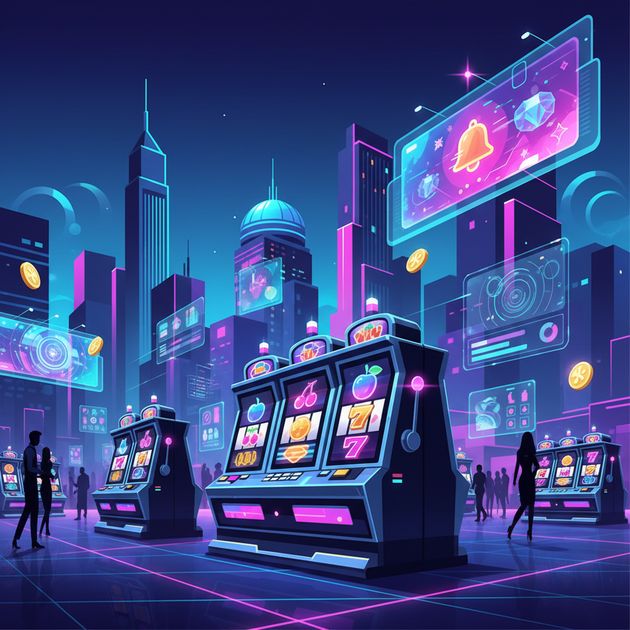 Neon Skyline Slots - Jabali AI Poster