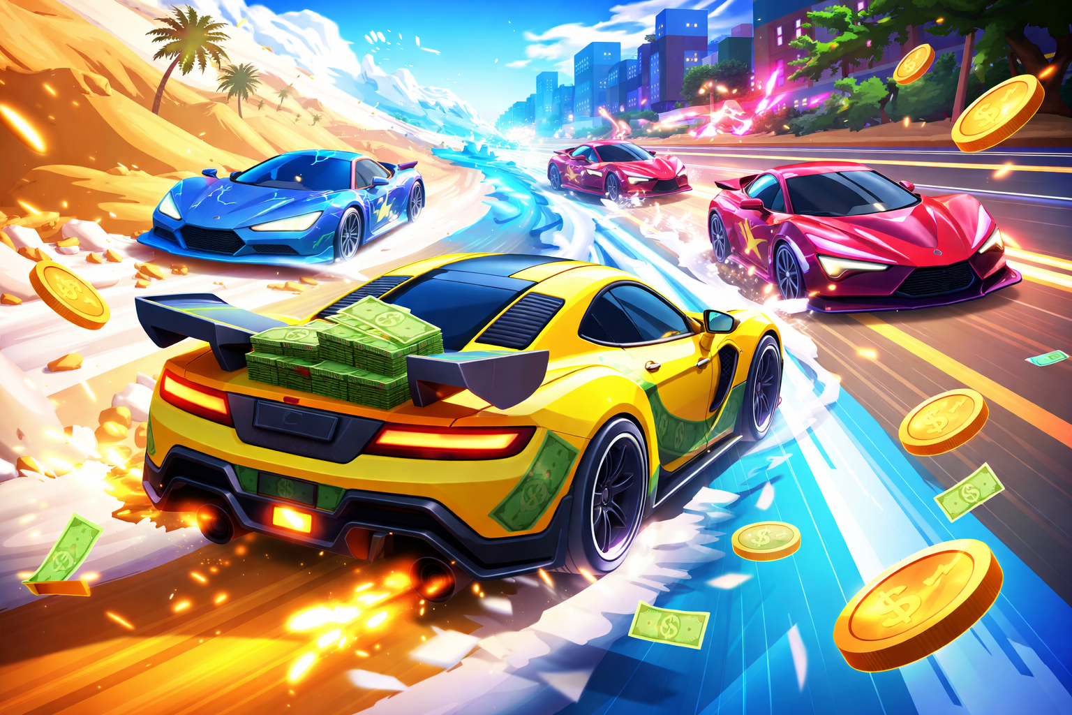 Cash Rush Racing: Multi-Terrain Madness - Instant game by Jabali AI