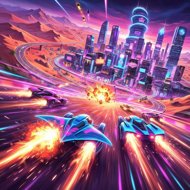 Neon Turbo Arena - Jabali AI Poster