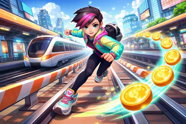 Neon Rail Rush - Jabali AI Poster