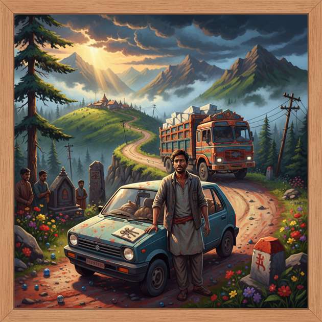 Marbles on the Mountain Road - Jabali AI Poster