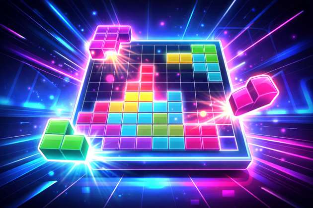 Neon Block Blitz - Jabali AI Poster