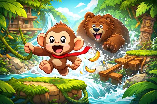 Monkey Dash Bear Chase - Jabali AI Poster