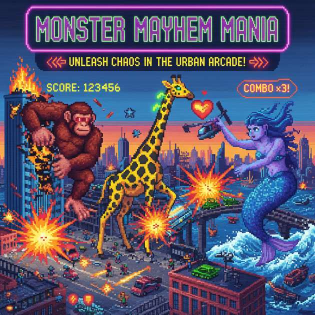 Monster Mayhem Mania - Jabali AI Poster