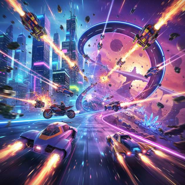 Neon Fury Racers - Jabali AI Poster