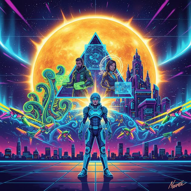 Neon Solar Front - Jabali AI Poster