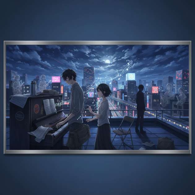 Nocturne on the Rooftop - Jabali AI Poster