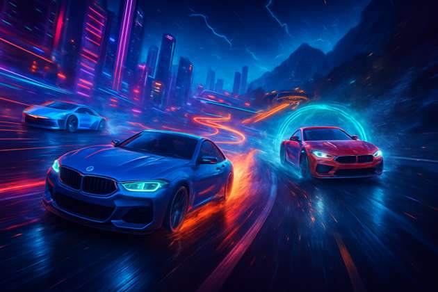 Neon Rivals: BMW Showdown - Jabali AI Poster