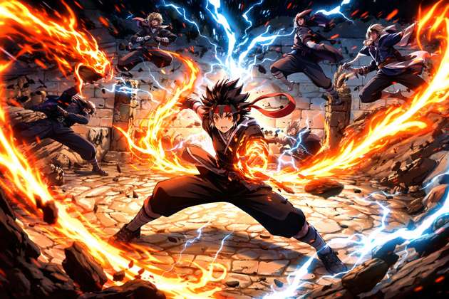 Naruto Panch Fire vs Electric - Jabali AI Poster