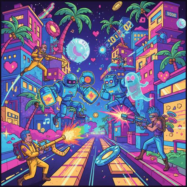 Neon Knockout Island - Jabali AI Poster