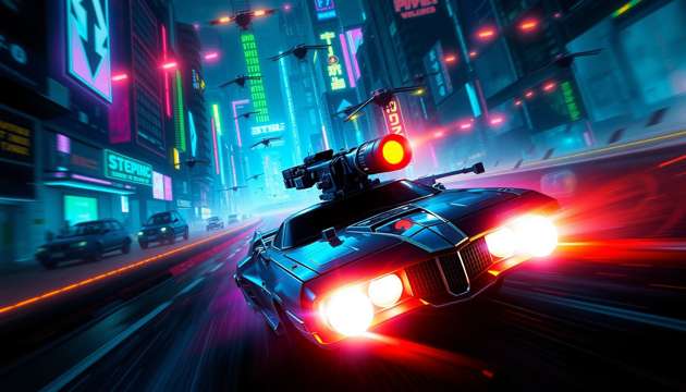Neon Fury: Drone Havoc - Jabali AI Poster