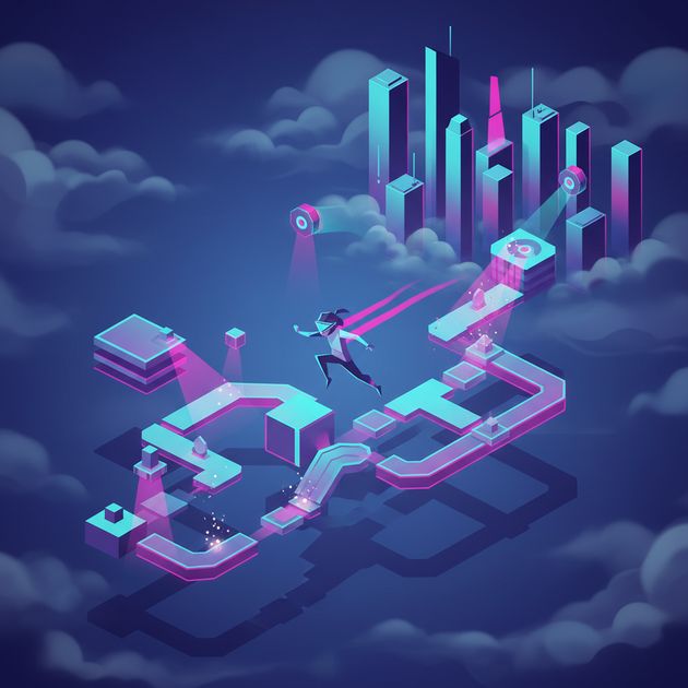 Neon Skyline Rush - Jabali AI Poster