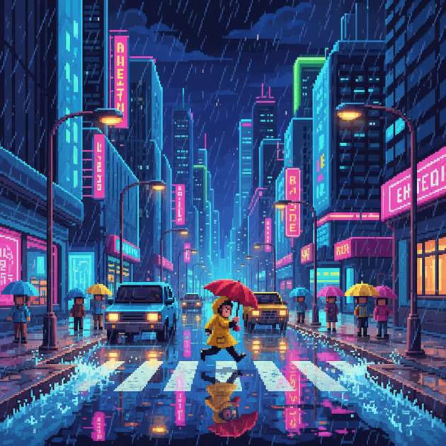 Neon Rain Rush - Jabali AI Poster
