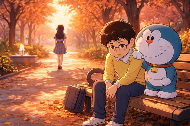 Sunset Goodbye with Doraemon - Jabali AI Poster
