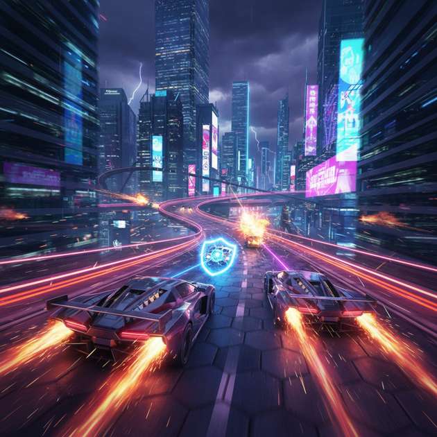 Neon Circuit Showdown - Jabali AI Poster