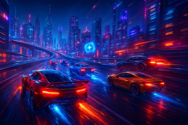 Neon Skyline Showdown - Jabali AI Poster