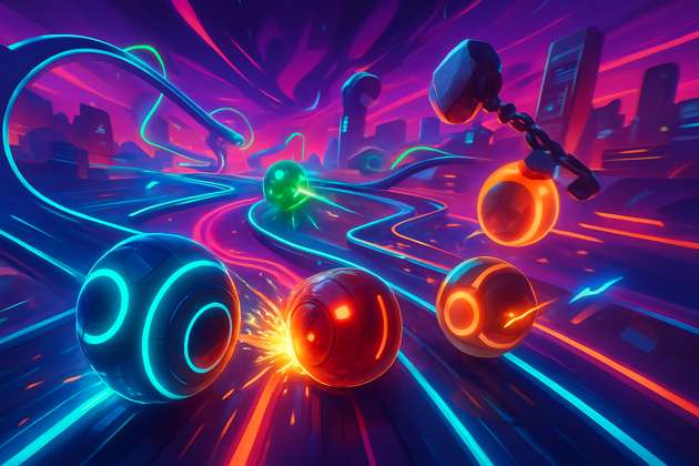 Neon Sphere Showdown - Jabali AI Poster