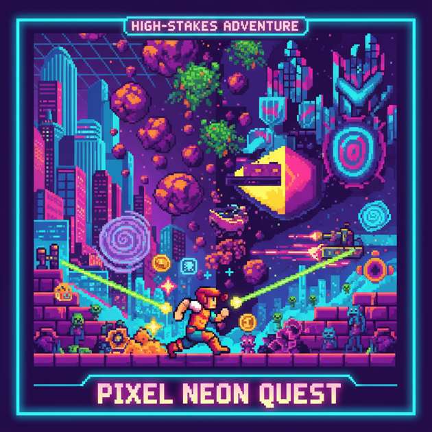 Pixel Neon Quest - Jabali AI Poster